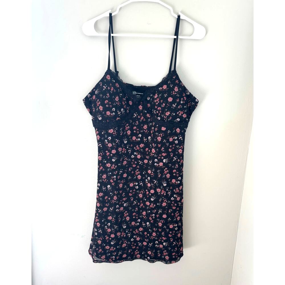 No Boundaries Slip Dress Floral Lace Dark Romantic Dainty Size 15-17 Juniors